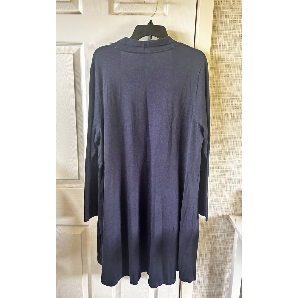 Isaac Mizrahi Live Cardigan Womens 2X Plus Navy Open Front LS Cotton Rayon New T - Picture 2 of 12